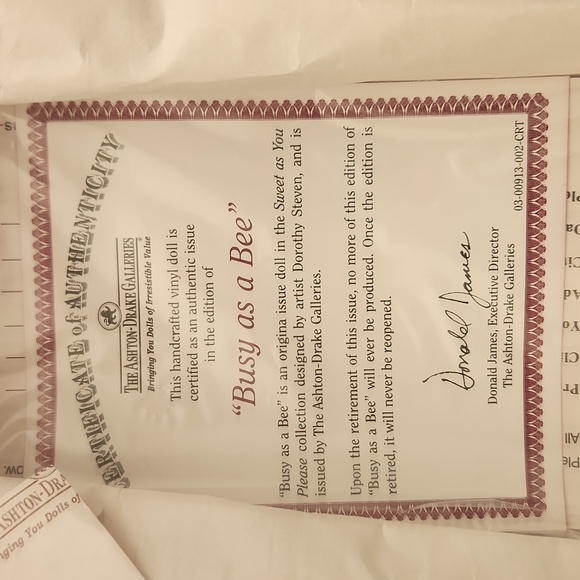 Ashton-Drake "Busy as a Bee" Collectible Doll - Picture 3 of 6